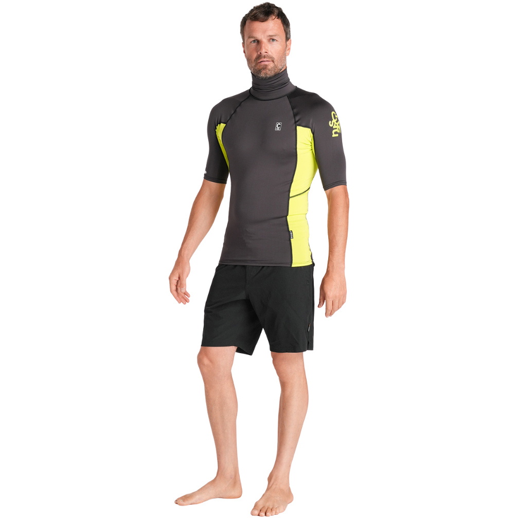 2026 C-Skins Mens Nuwave Rash X Short Sleeve Vest C-NLYSSMT - Anthracite / Lime
